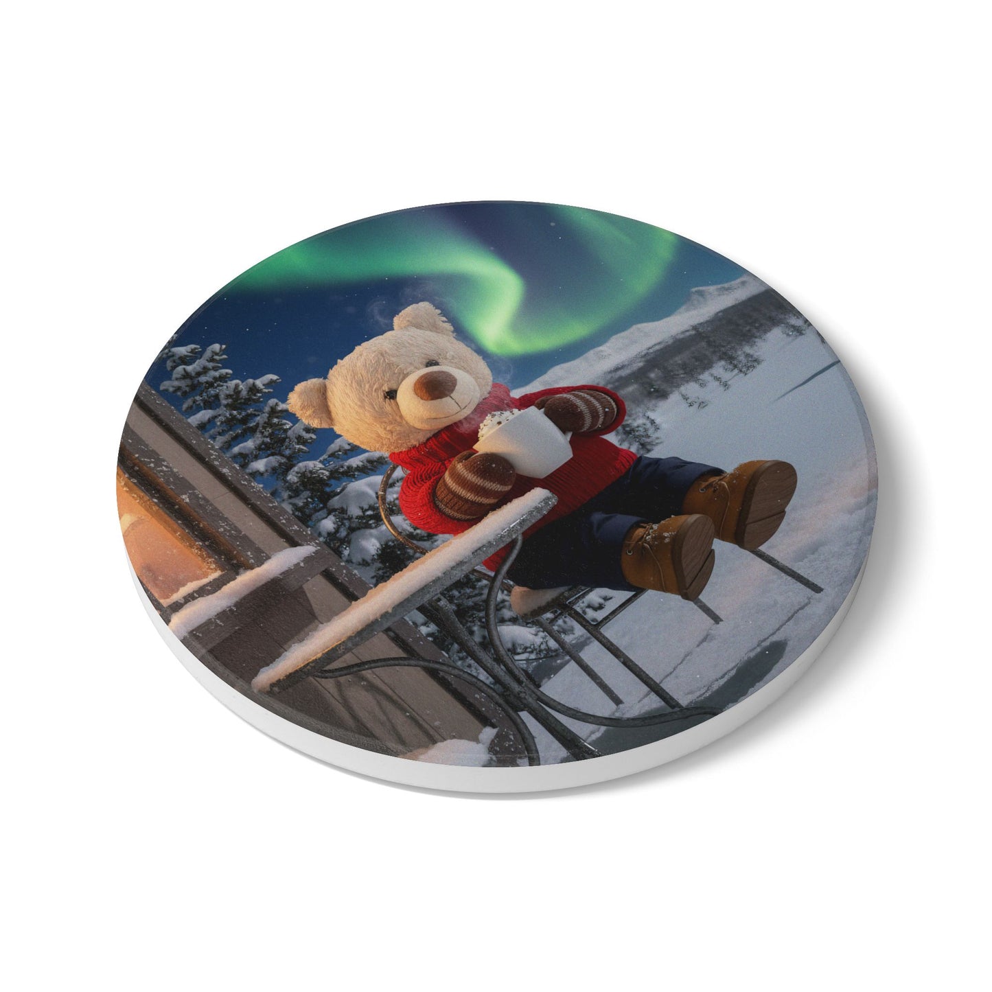 Teddy on Tour Christmas 2025 Ceramic Coaster 12