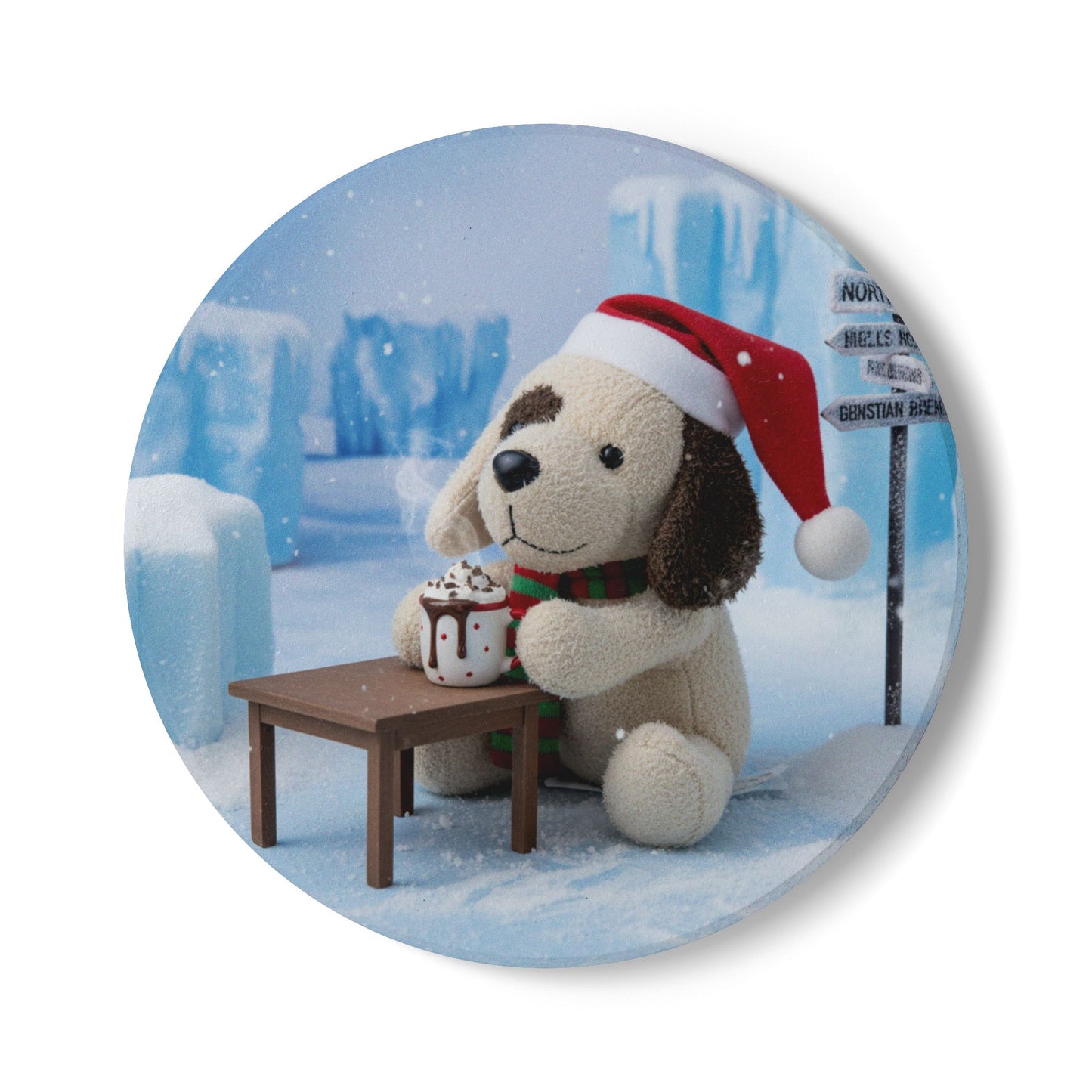 Teddy on Tour Christmas 2025 Ceramic Coaster 13