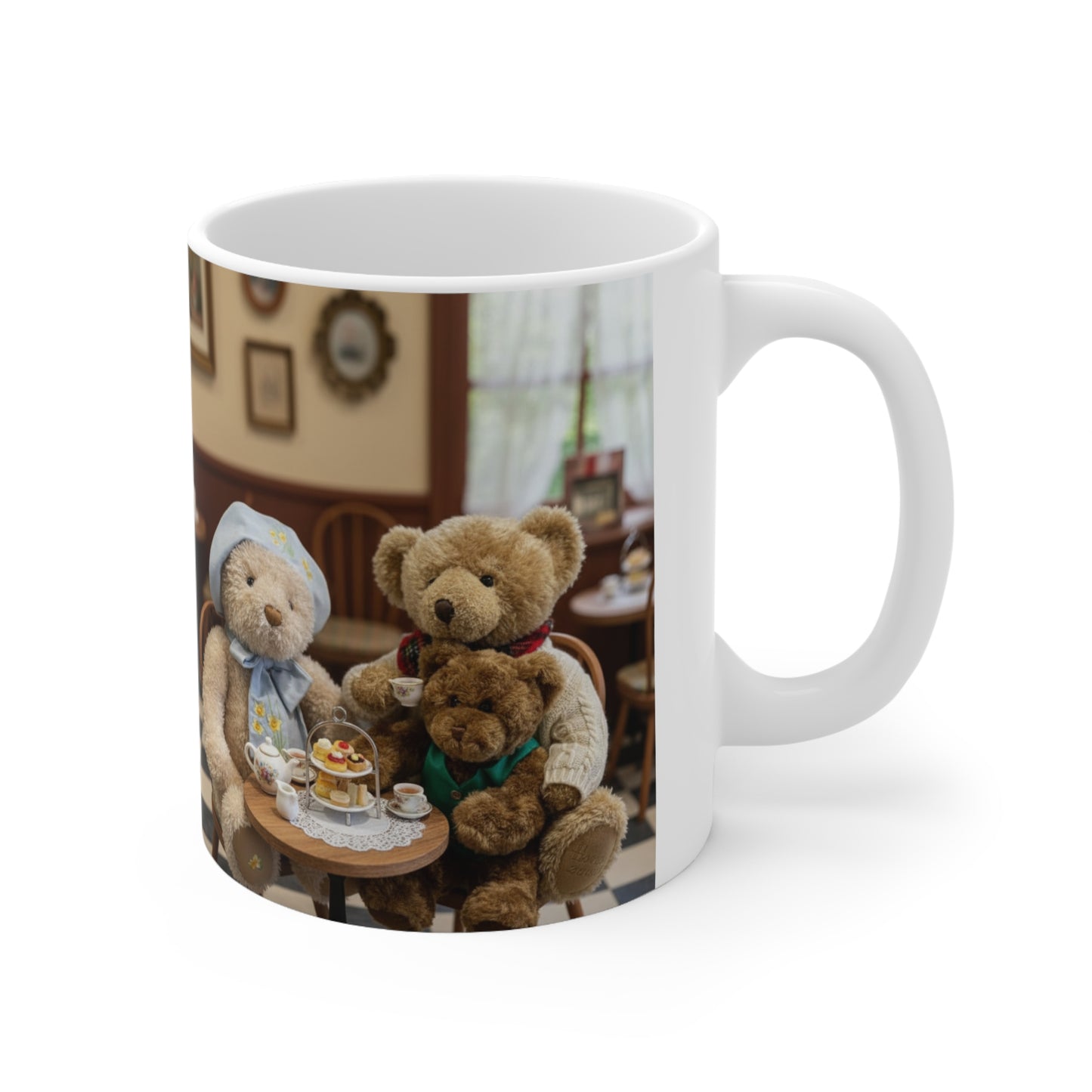 Teddy On Tour – Bear Family enjoy afternoon tea Ceramic Coffee Cup