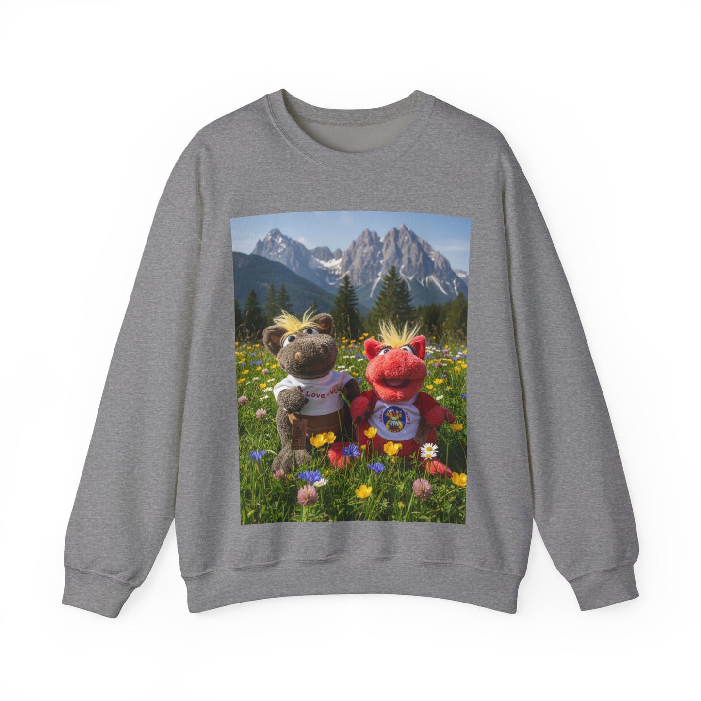 Teddy On Tour – Octey and Elsie in Seefeld-in-Tirol Austria Adult Unisex Heavy Blend™ Crewneck Sweatshirt