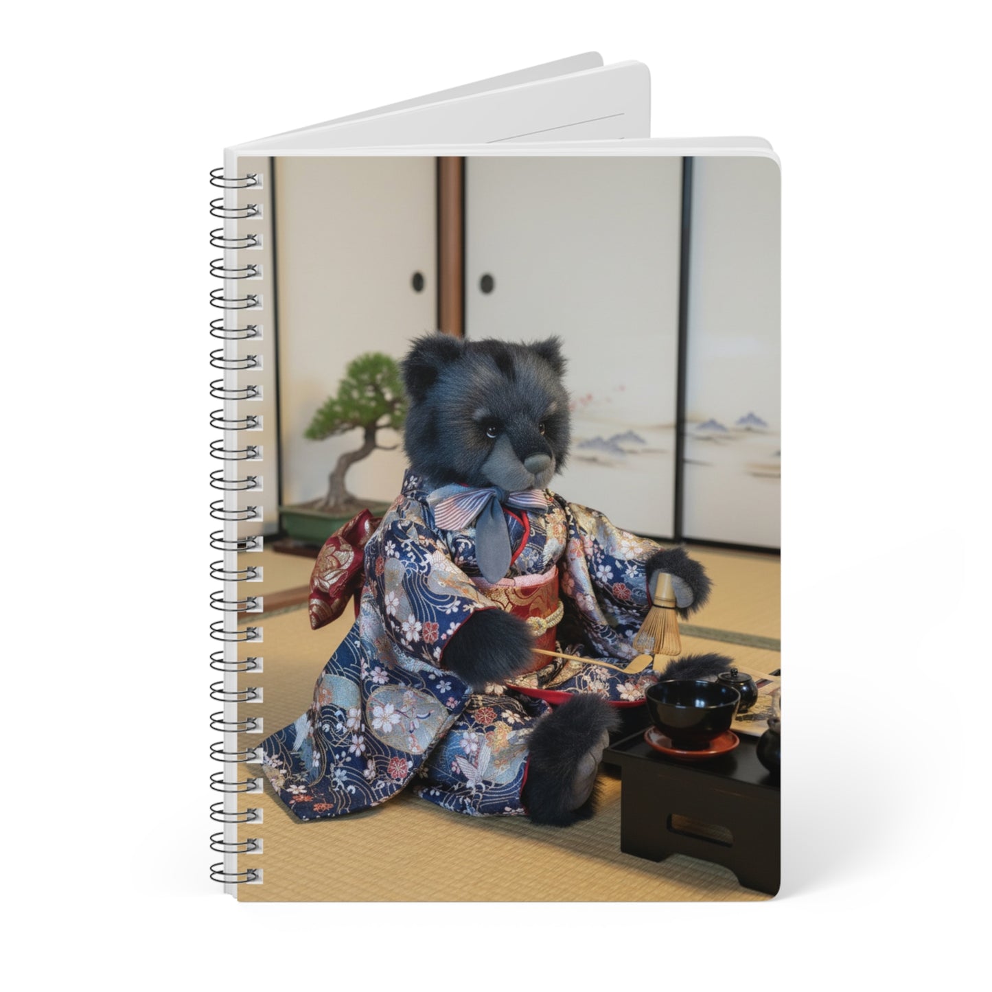 Teddy On tour Adventurer in Japan Wirebound Softcover Notebook, A5