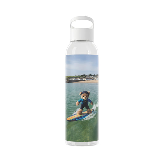 Teddy on Tour Candy Bear at Looe Beach Sky Water Bottle