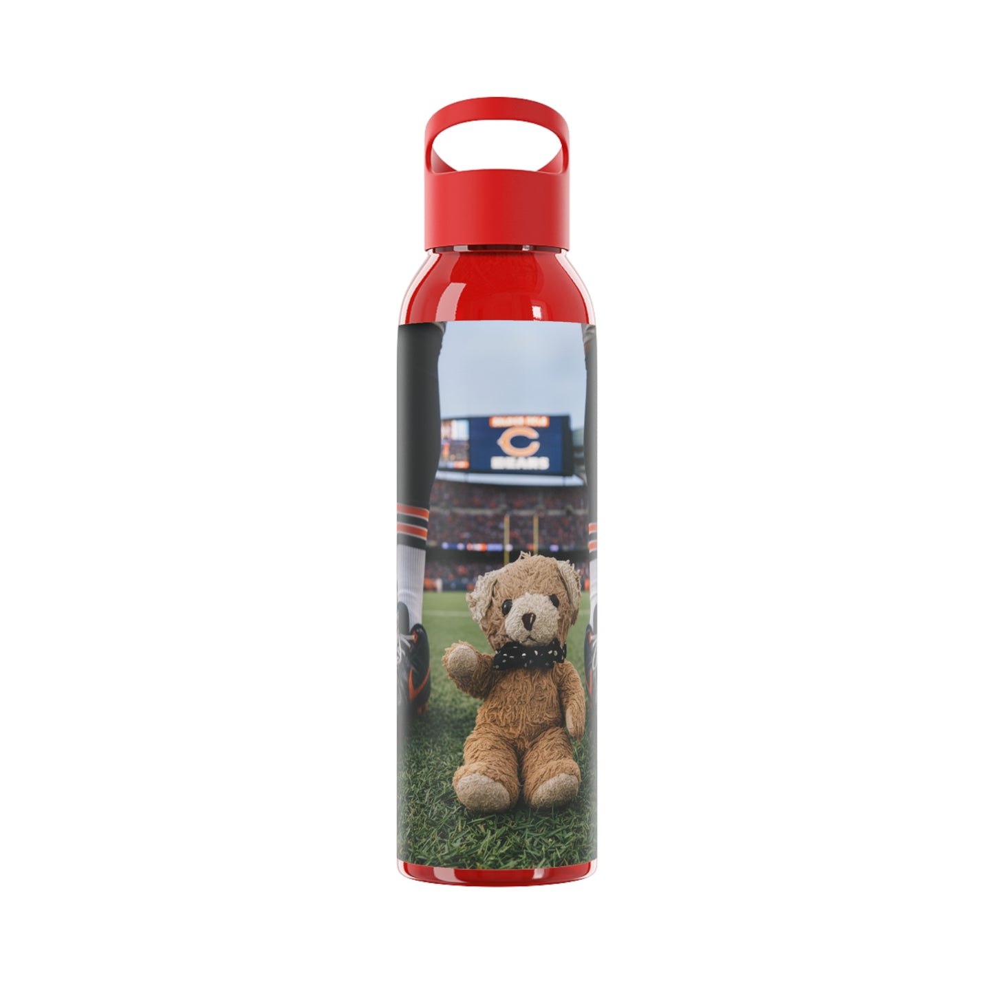 Teddy on Tour Ben visits the Chicago Bears Sky Water Bottle