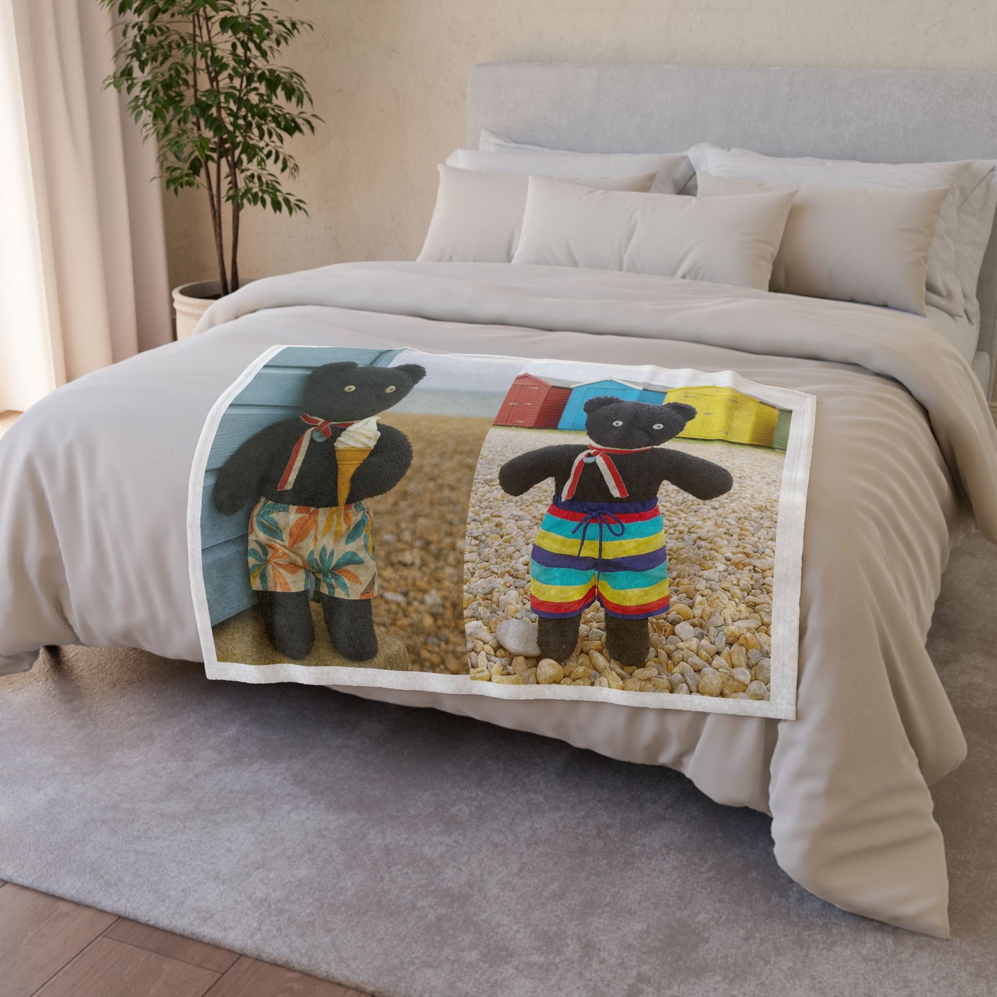 Teddy On Tour Pop Jack in Whitstable Soft Polyester Blanket