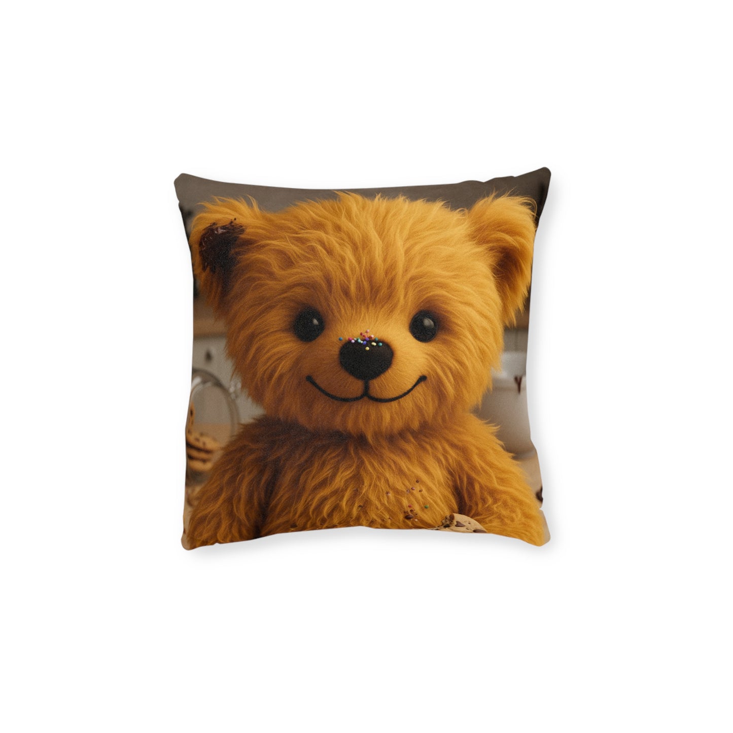 Teddy on Tour Close Up Teddy Square Cushion