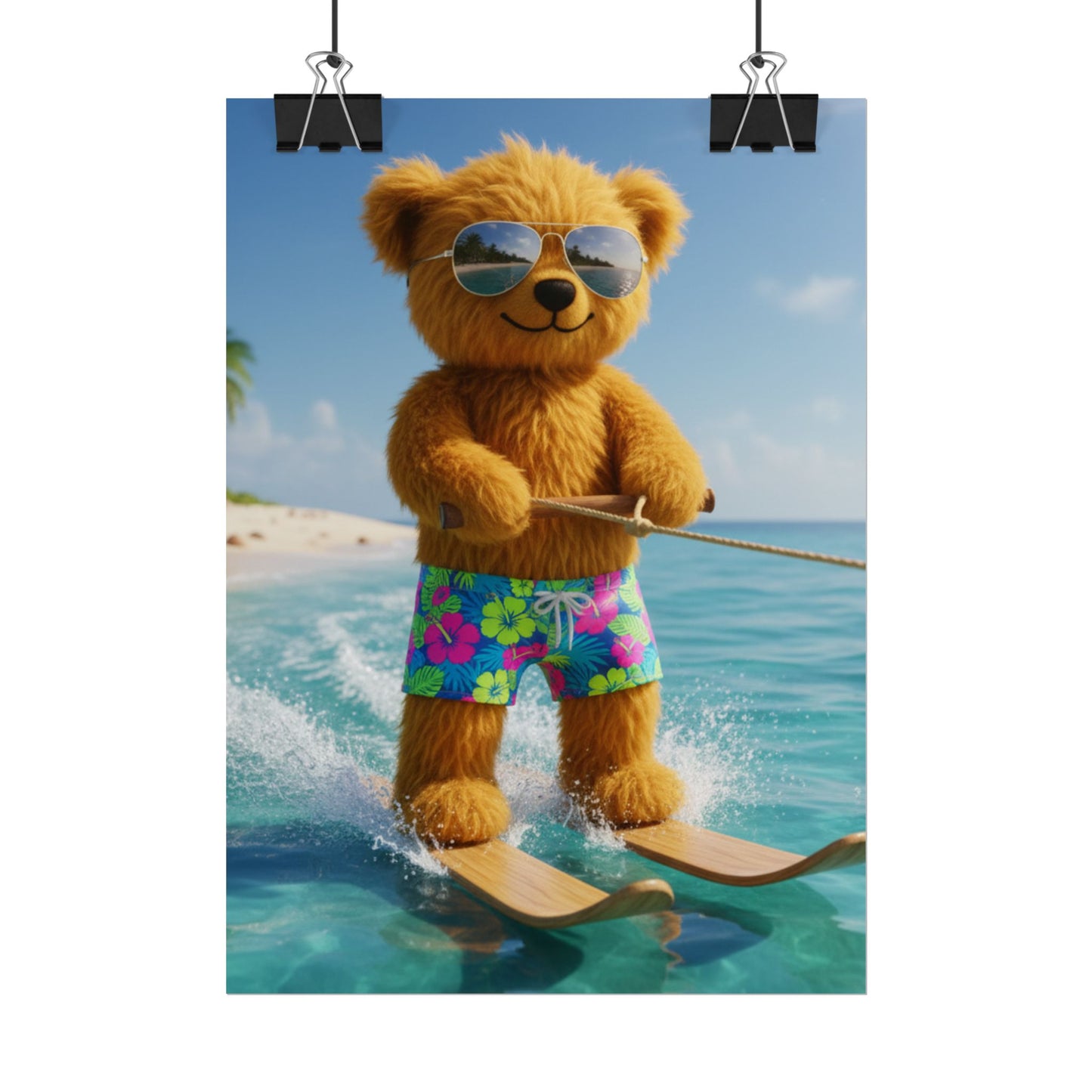 Teddy On Tour Teddy Water Skiing Poster Rolled Posters