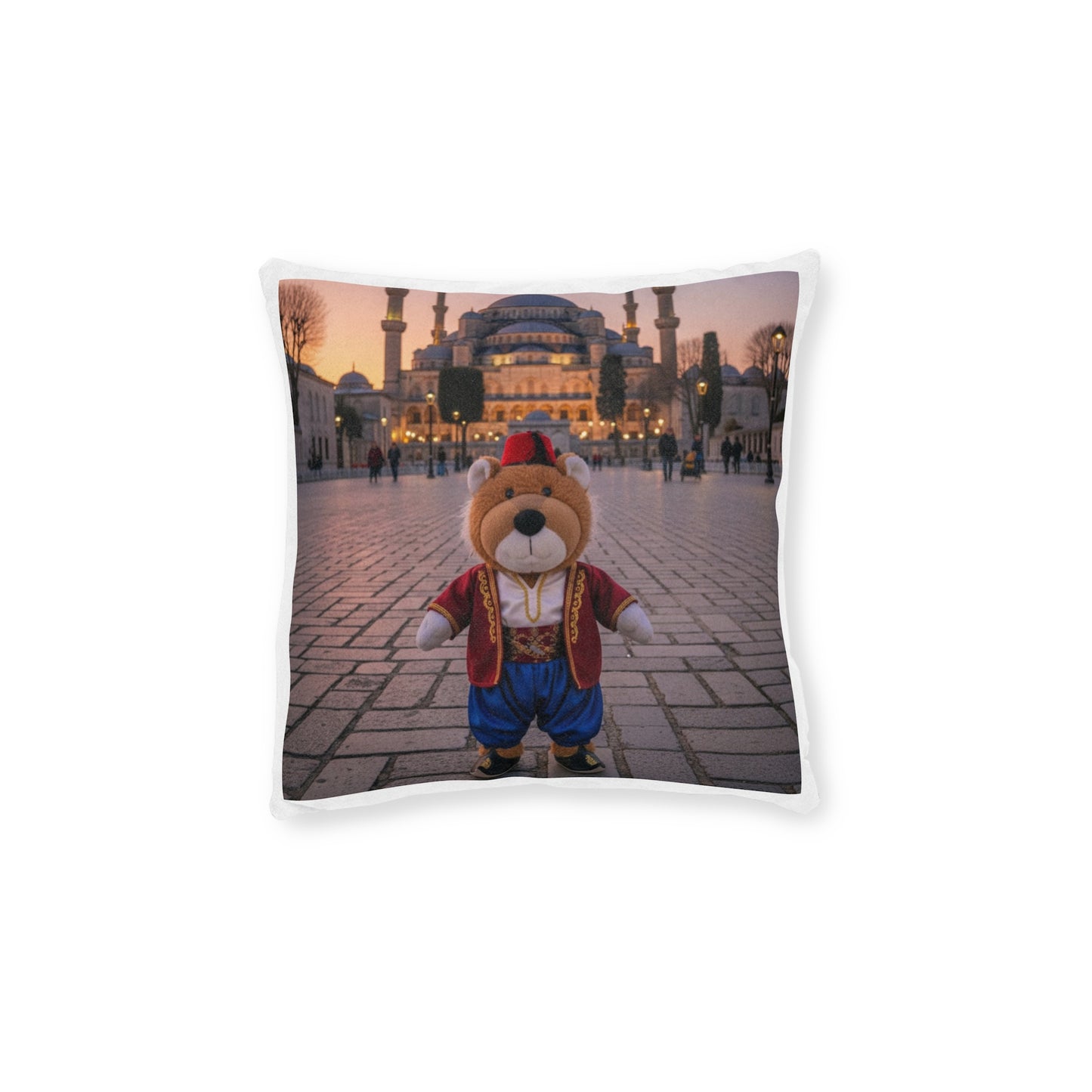 Teddy on Tour Big Billy in Turkiye Square Pillow