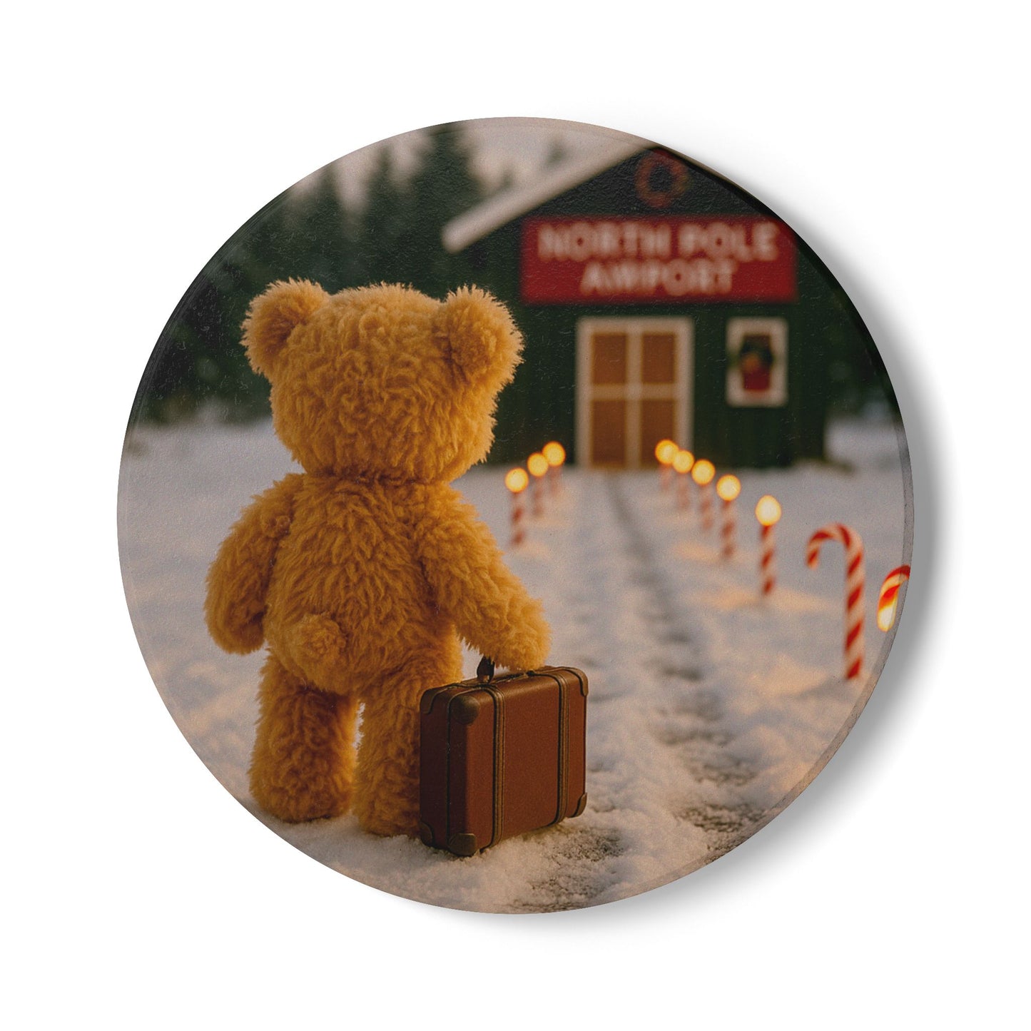 Teddy on Tour Christmas 2025 Ceramic Coaster 7