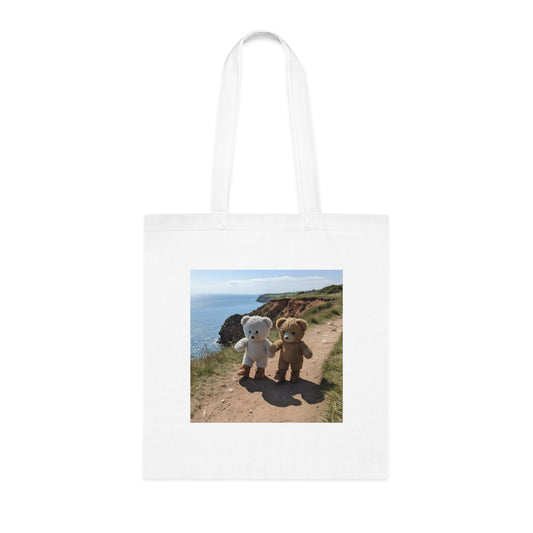 Teddy On Tour – Brownie and Whitie in Shanklin Isle of Wight Cotton Tote Bag