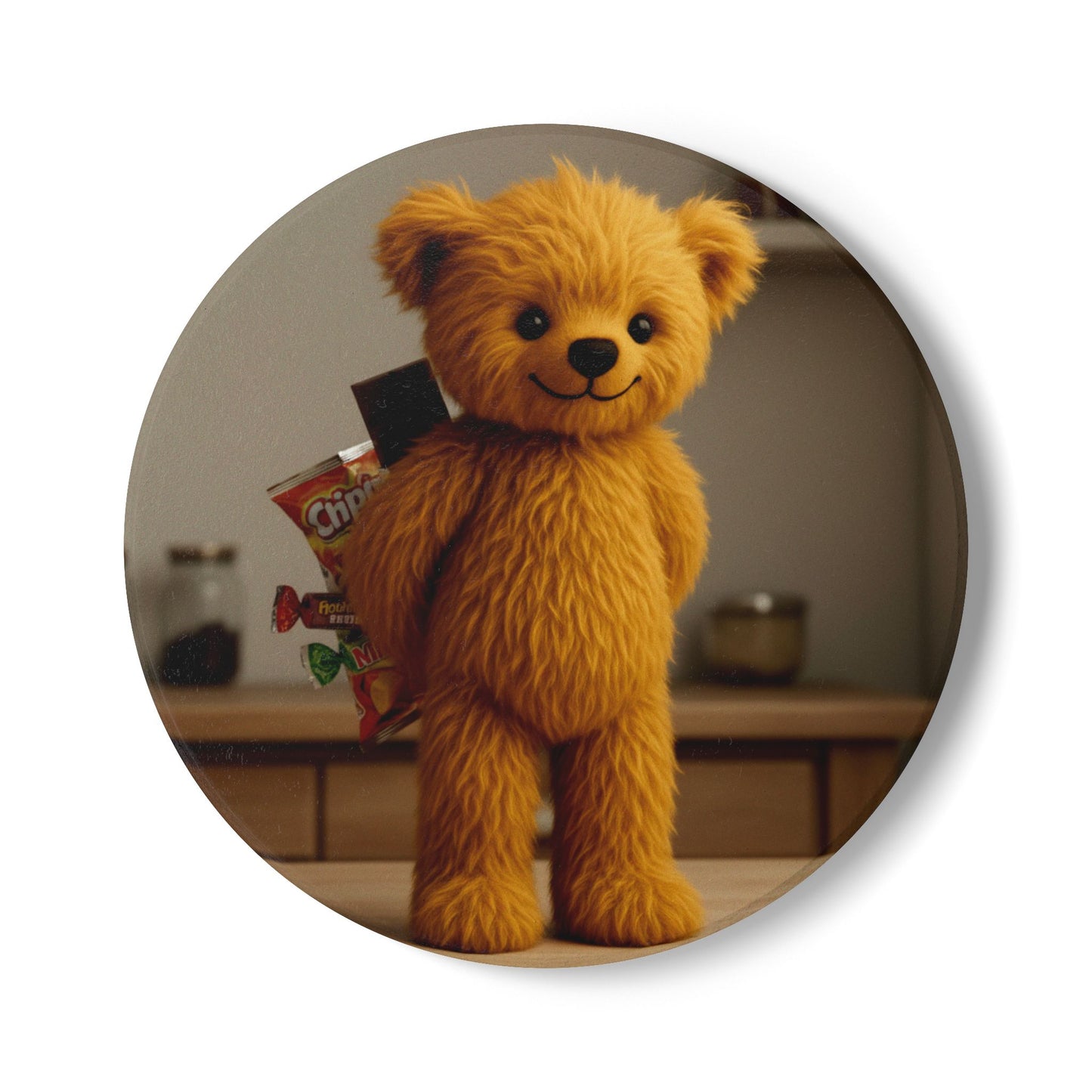 Teddy on Tour Teddy hiding treats Ceramic Coaster ( look for matching mug )
