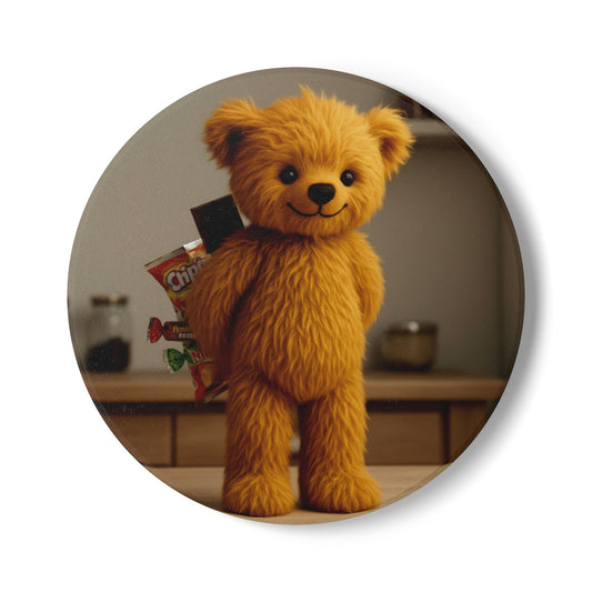 Teddy on Tour Teddy hiding treats Ceramic Coaster ( look for matching mug )