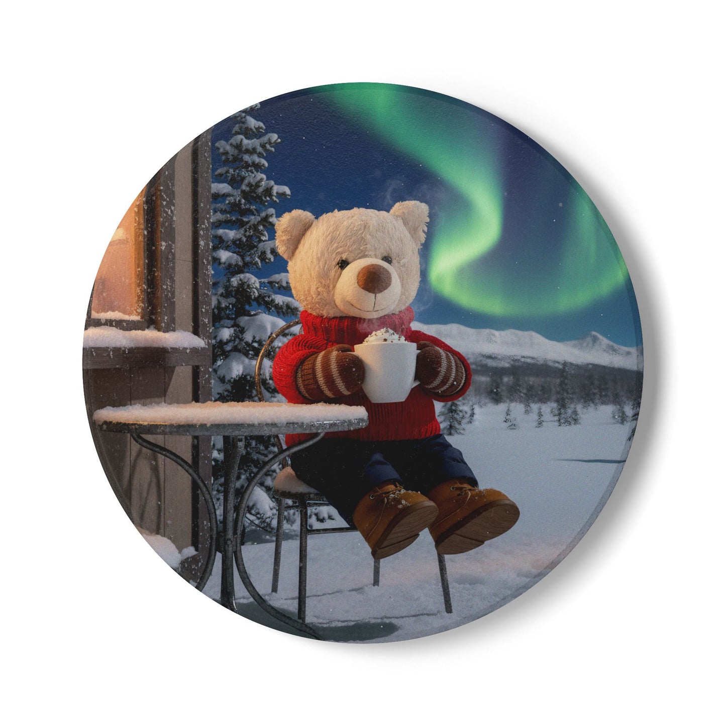 Teddy on Tour Christmas 2025 Ceramic Coaster 12
