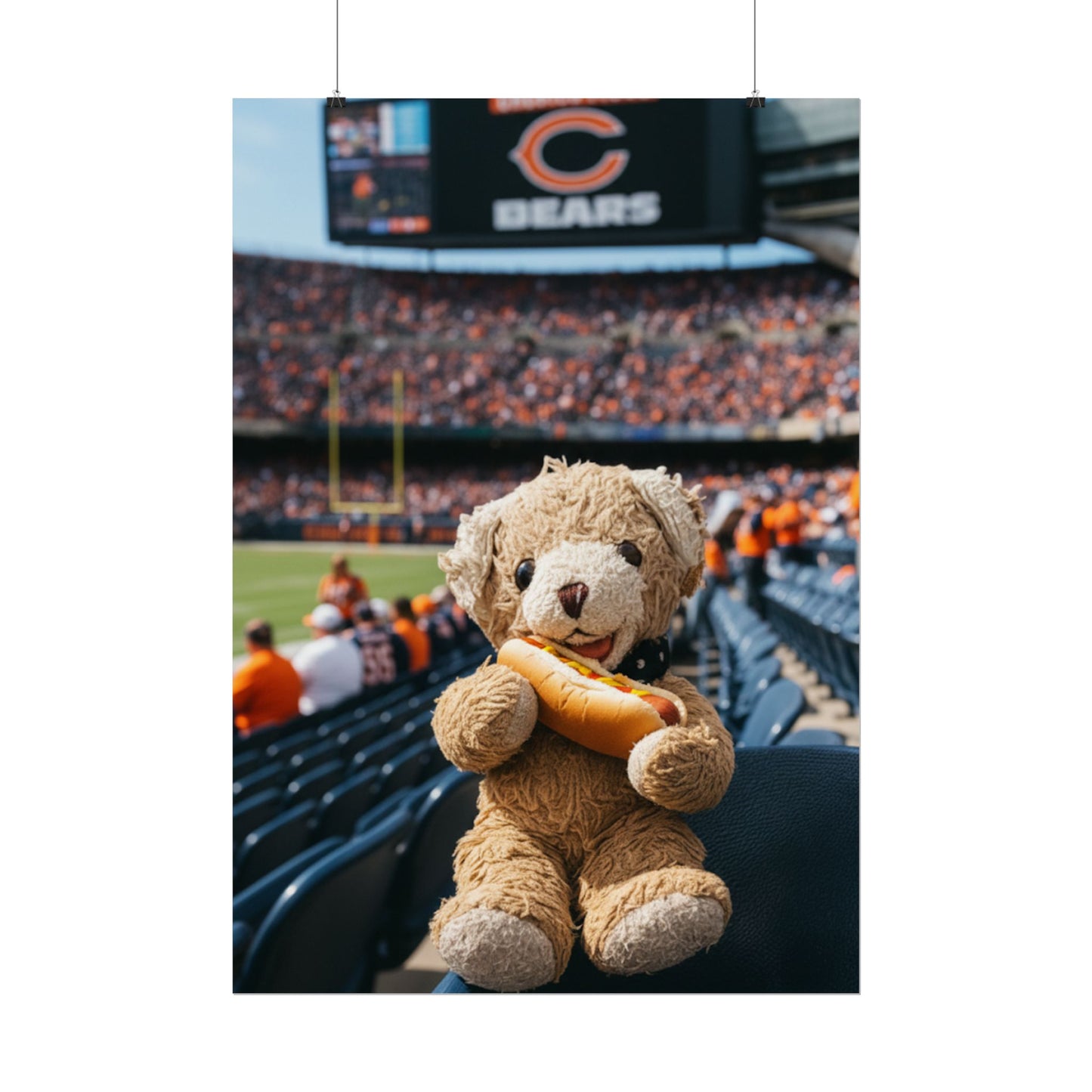 Teddy On Tour Ben visits the Chicago Bears Rolled Posters