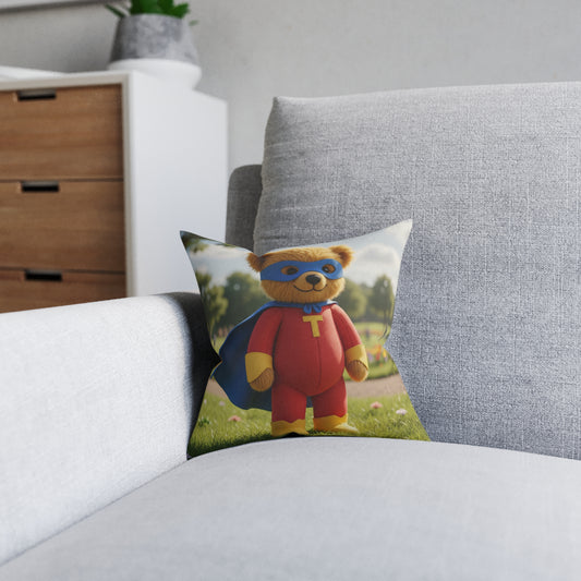Teddy on Tour Superhero Teddy Square Cushion