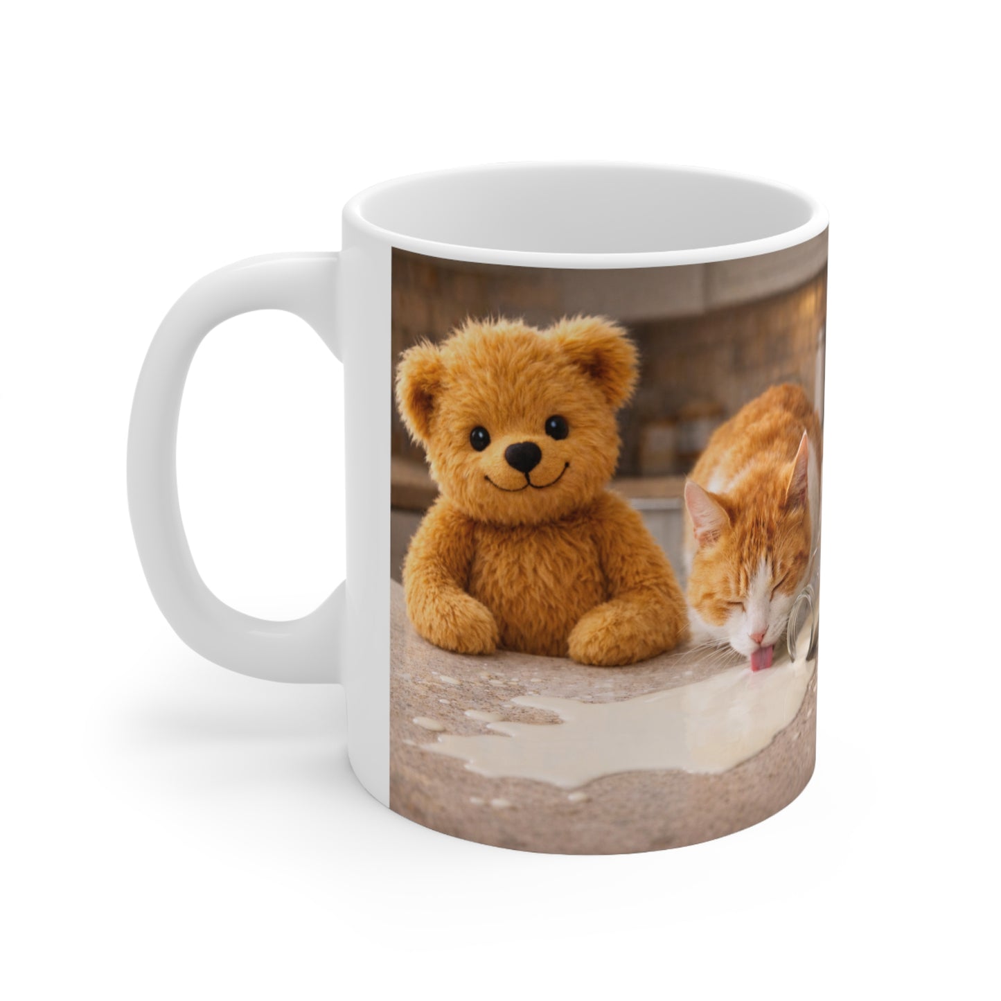 Teddy On Tour Teddy and Cat Ceramic Mug