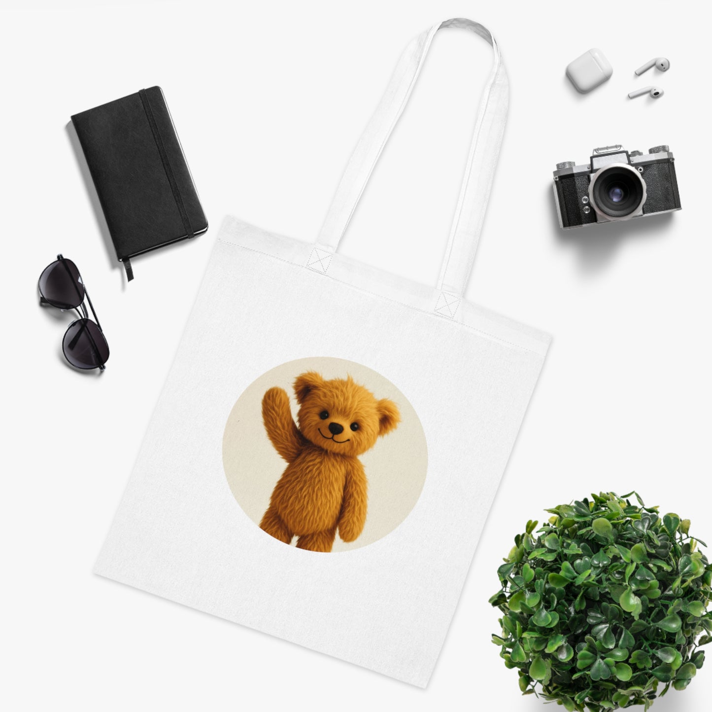 Teddy On Tour Cotton Tote Bag