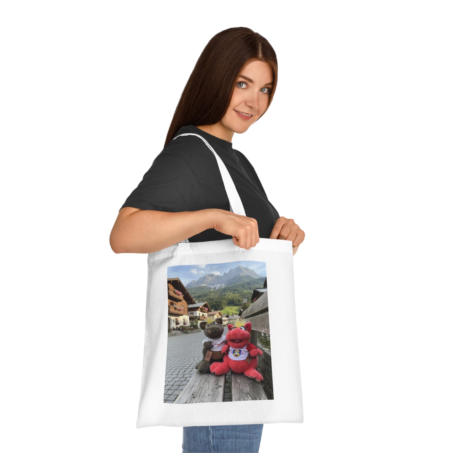 Teddy On Tour – Octey and Elsie in Seefeld-in-Tirol Austria Cotton Tote Bag