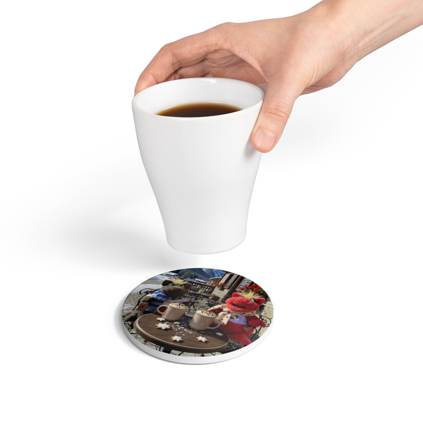 Teddy on Tour Christmas 2025 Ceramic Coaster 9