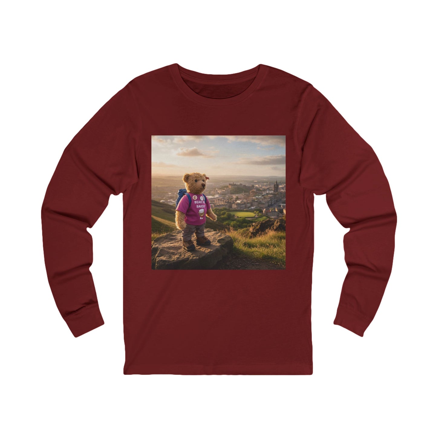 Teddy on Tour Olly in Scotland Unisex Jersey Long Sleeve Tee