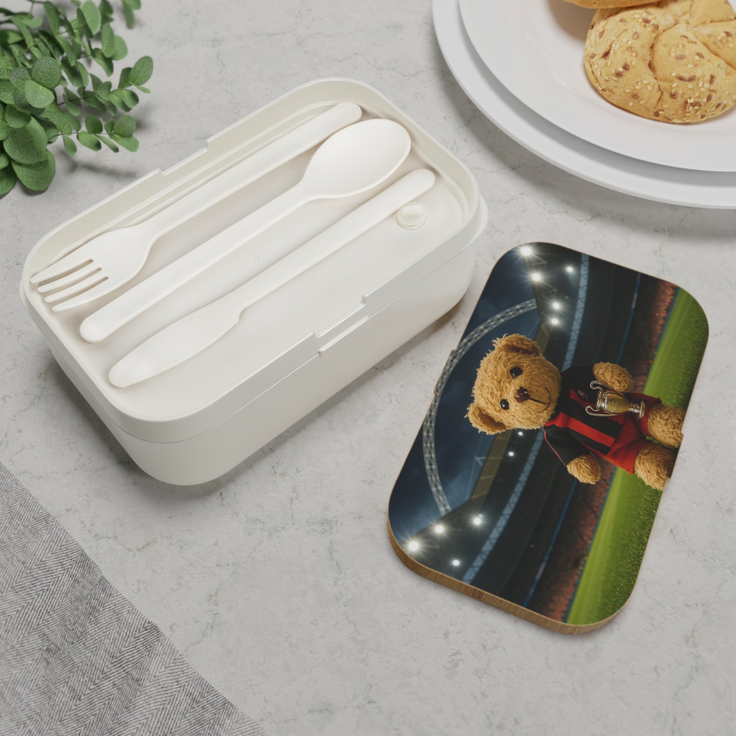 Teddy on Tour Doudou Vieux goes to Wembley Bento Lunch Box
