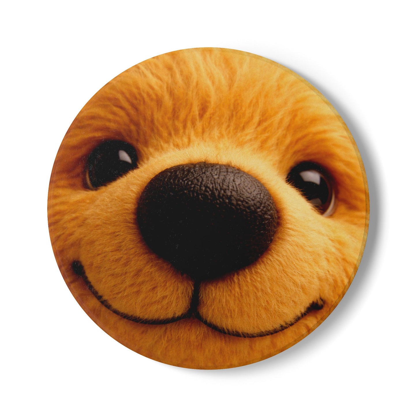 Teddy on Tour Close Up Scruffy Teddy Ceramic Coaster