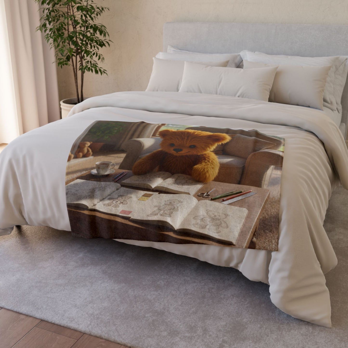 Teddy On Tour Teddy Colouring Soft Polyester Blanket (look for a matching cushion)