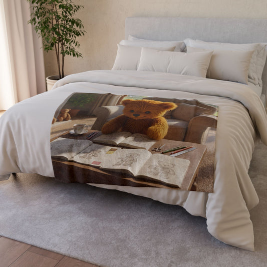 Teddy On Tour Teddy Colouring Soft Polyester Blanket (look for a matching cushion)