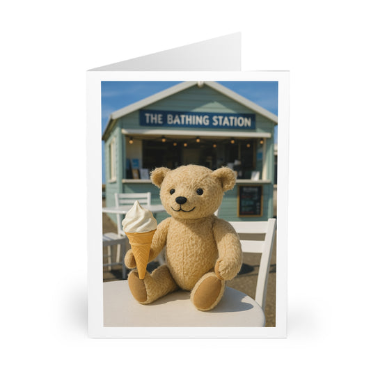 Teddy On Tour – Bexhill Bathing Station Greeting Cards (5 Pack)