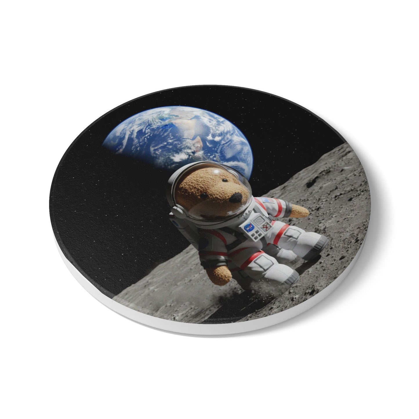 Teddy on Tour Rusty in Space Ceramic Coaster