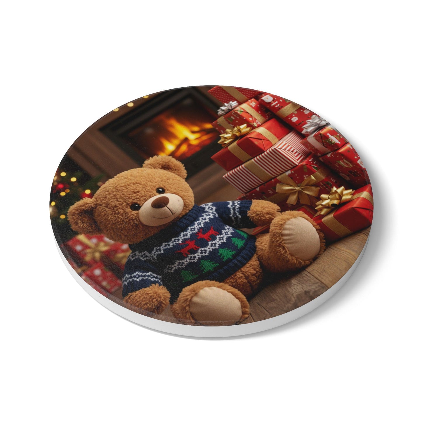Teddy on Tour Christmas 2025 Ceramic Coaster 6