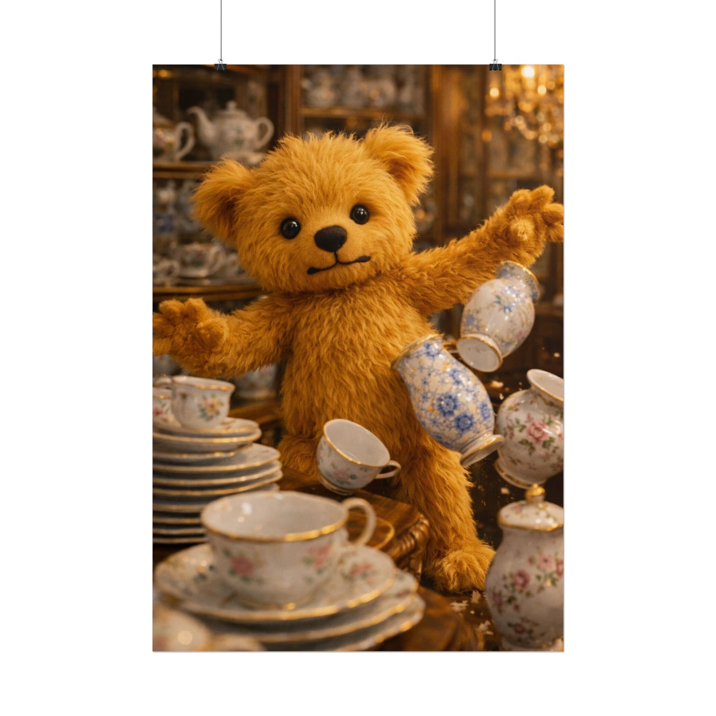Teddy On Tour Teddy in a china shop poster Rolled Posters