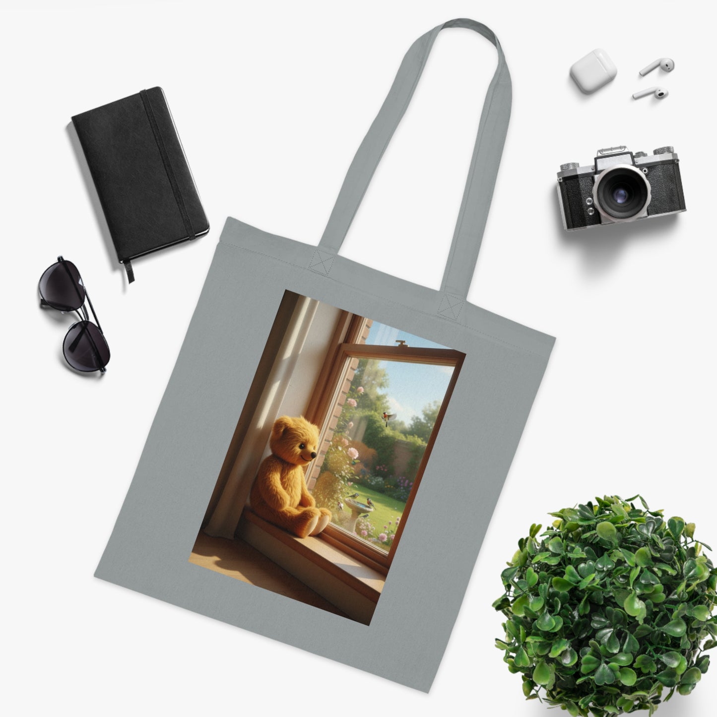 Teddy On Tour Cotton Tote Bag