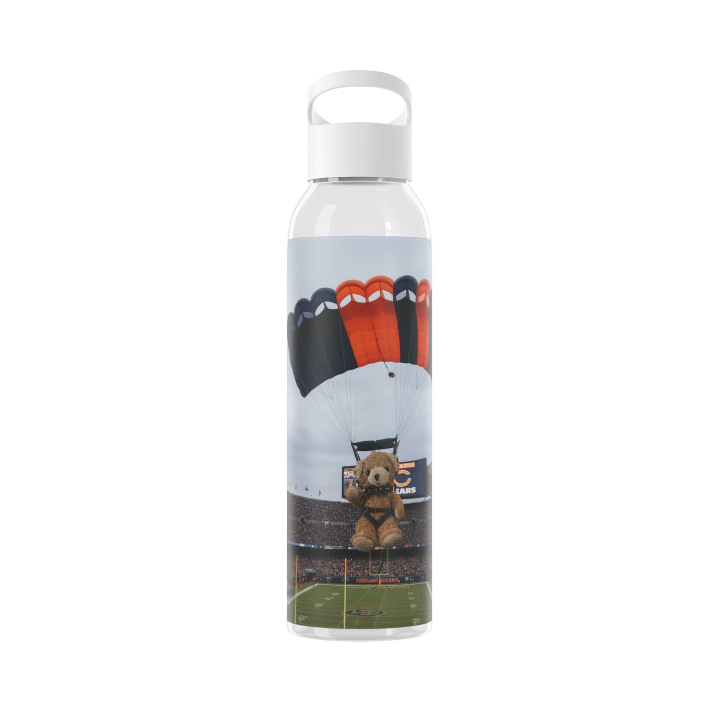 Teddy on Tour Ben visits the Chicago Bears Sky Water Bottle