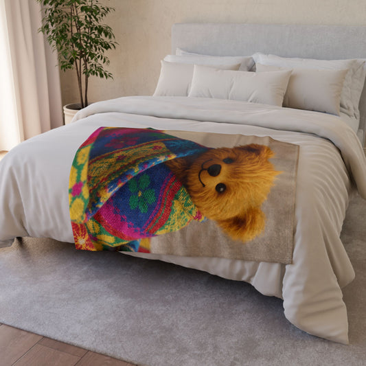 Teddy On Tour Teddy in Blanket Soft Polyester Blanket (look for a matching cushion)