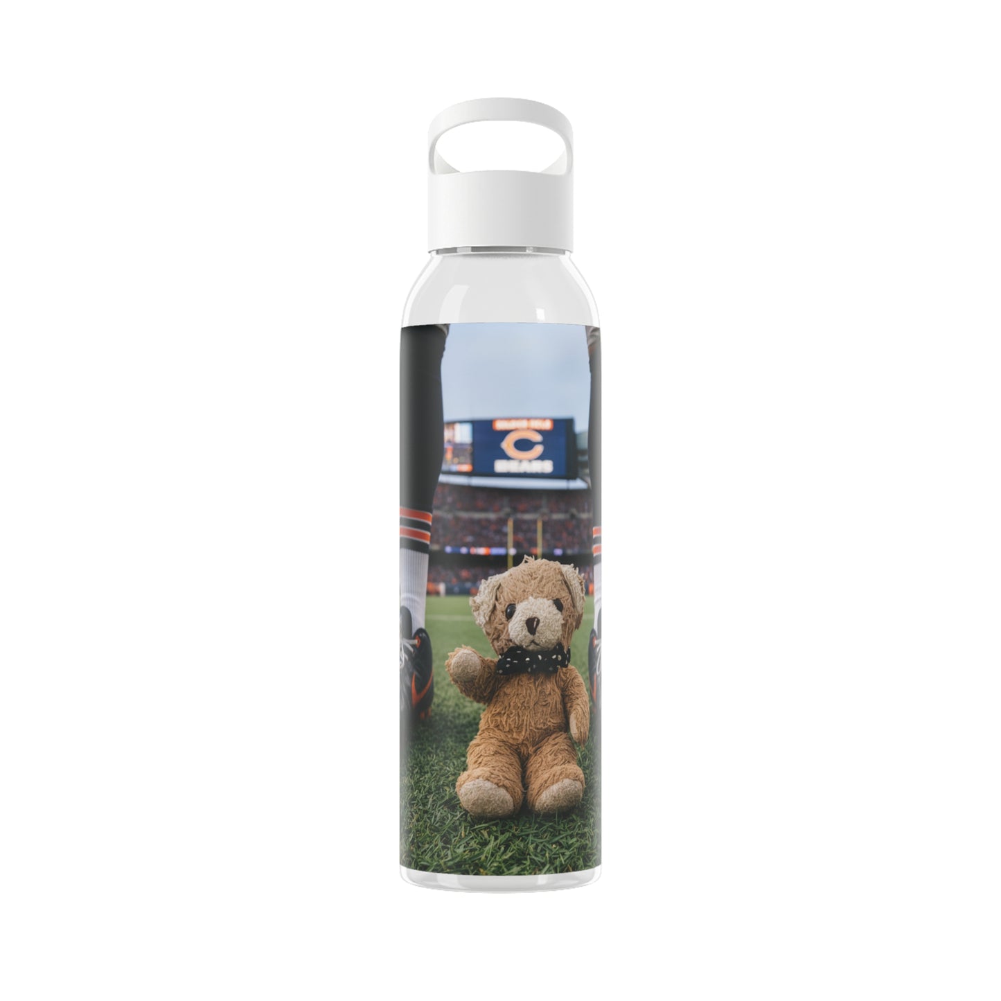 Teddy on Tour Ben visits the Chicago Bears Sky Water Bottle