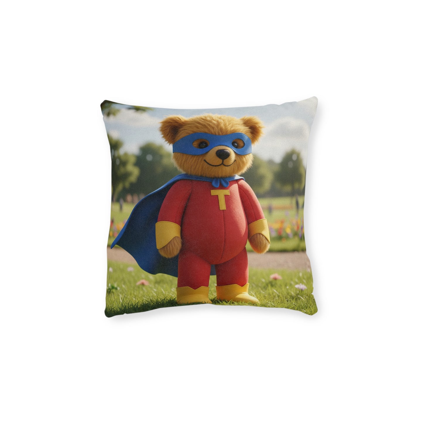 Teddy on Tour Superhero Teddy Square Cushion
