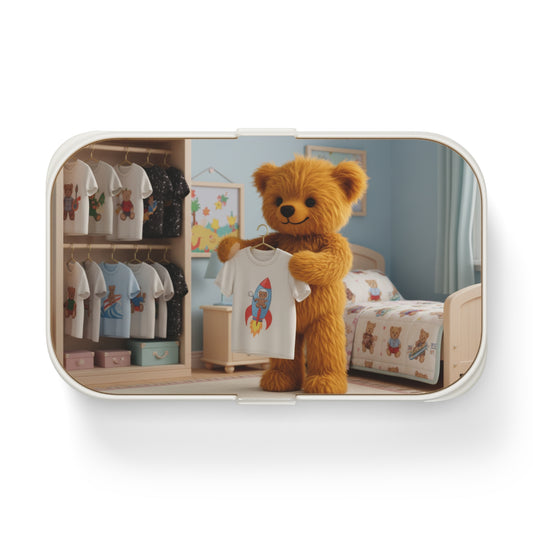 Teddy on Tour Teddy picking clothes Bento lunchbox ( find a matching water bottle )