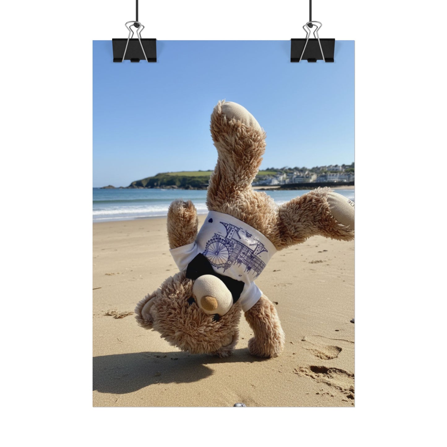 Teddy On Tour Candy Bear at Looe Beach Rolled Posters
