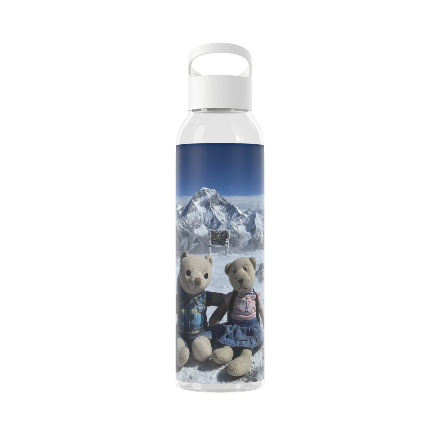 Teddy on Tour TB and Pippa Climb Everest Sky Water Bottle
