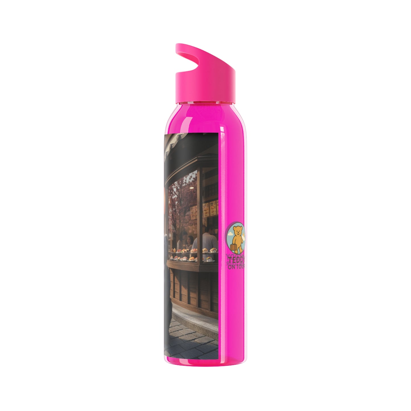 Teddy on Tour Adventurer in Japan Sky Water Bottle