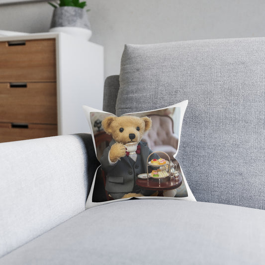 Teddy on Tour Ralphie in London Square Pillow