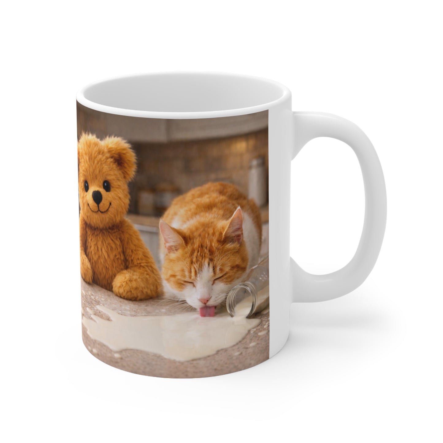 Teddy On Tour Teddy and Cat Ceramic Mug