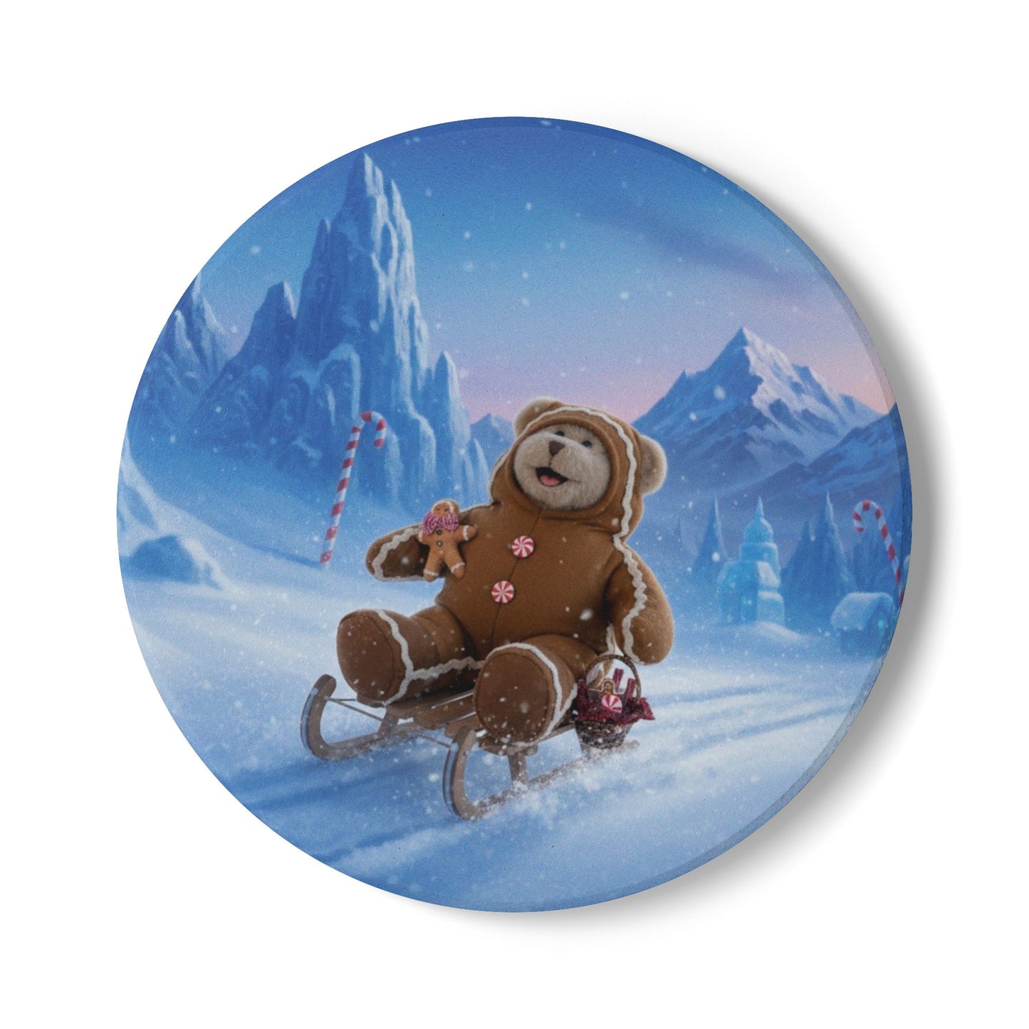 Teddy on Tour Christmas 2025 Ceramic Coaster 8