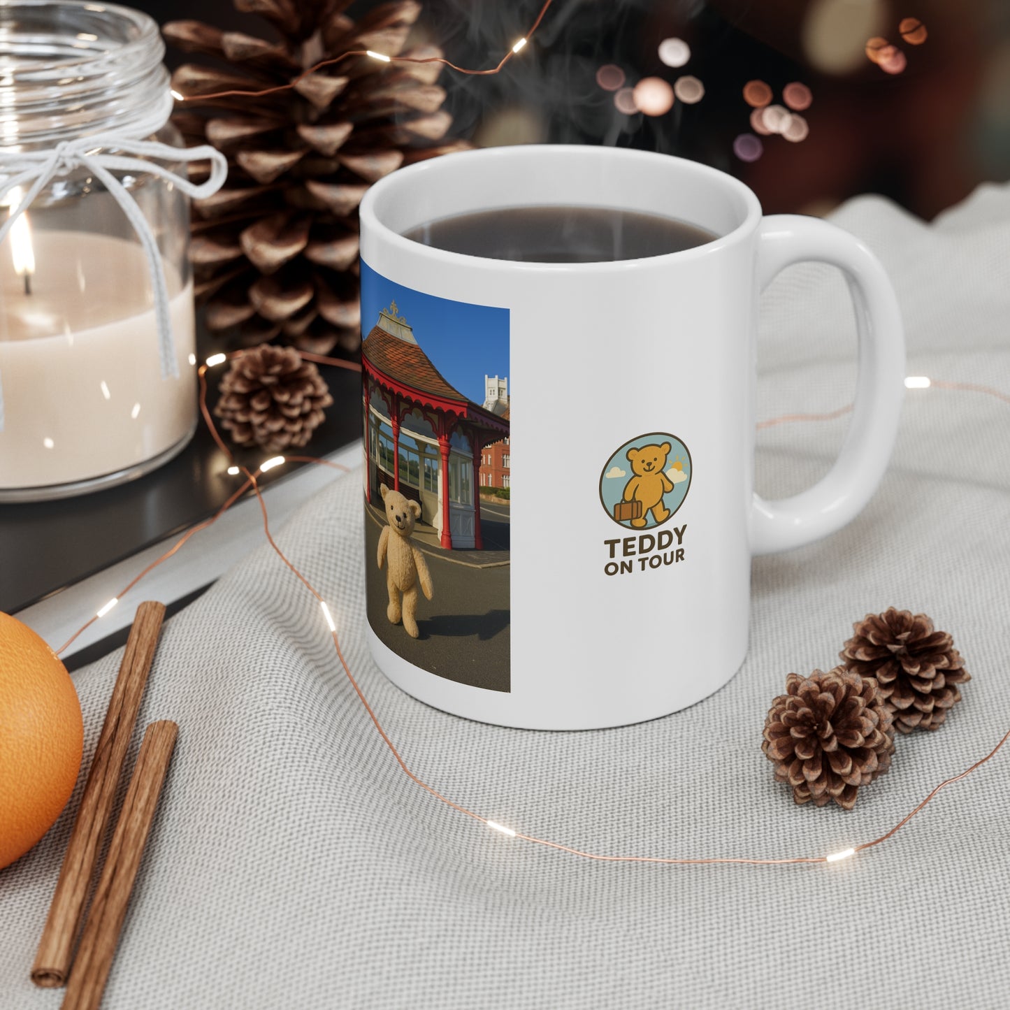 Teddy On Tour – Bexhill Shelter Ceramic Coffee Cup