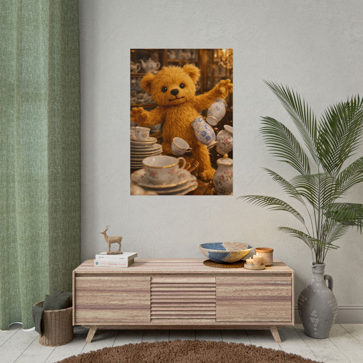 Teddy On Tour Teddy in a china shop poster Rolled Posters