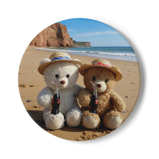 Teddy on Tour Brownie and Whitie in Shanklin Isle of Wight Ceramic Coaster