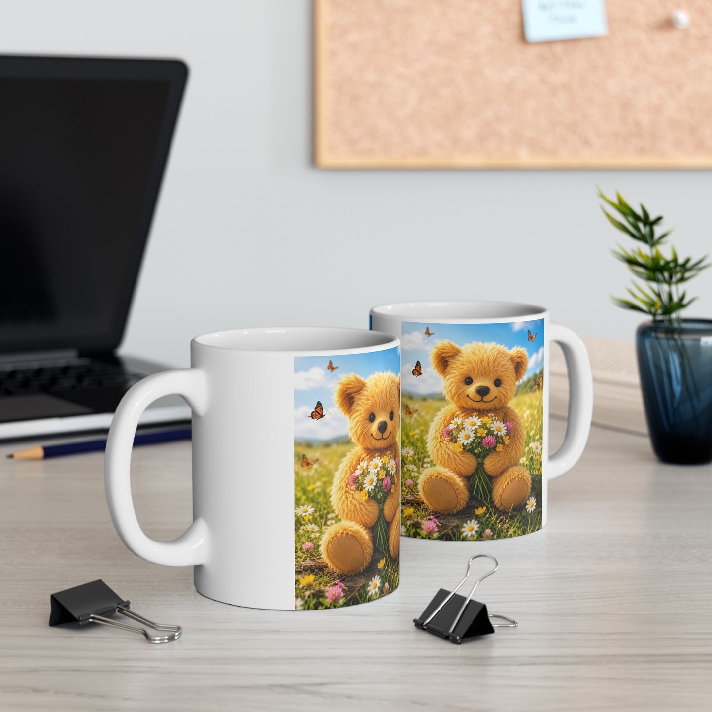 Teddy On Tour Teddy with flowers Ceramic Mug