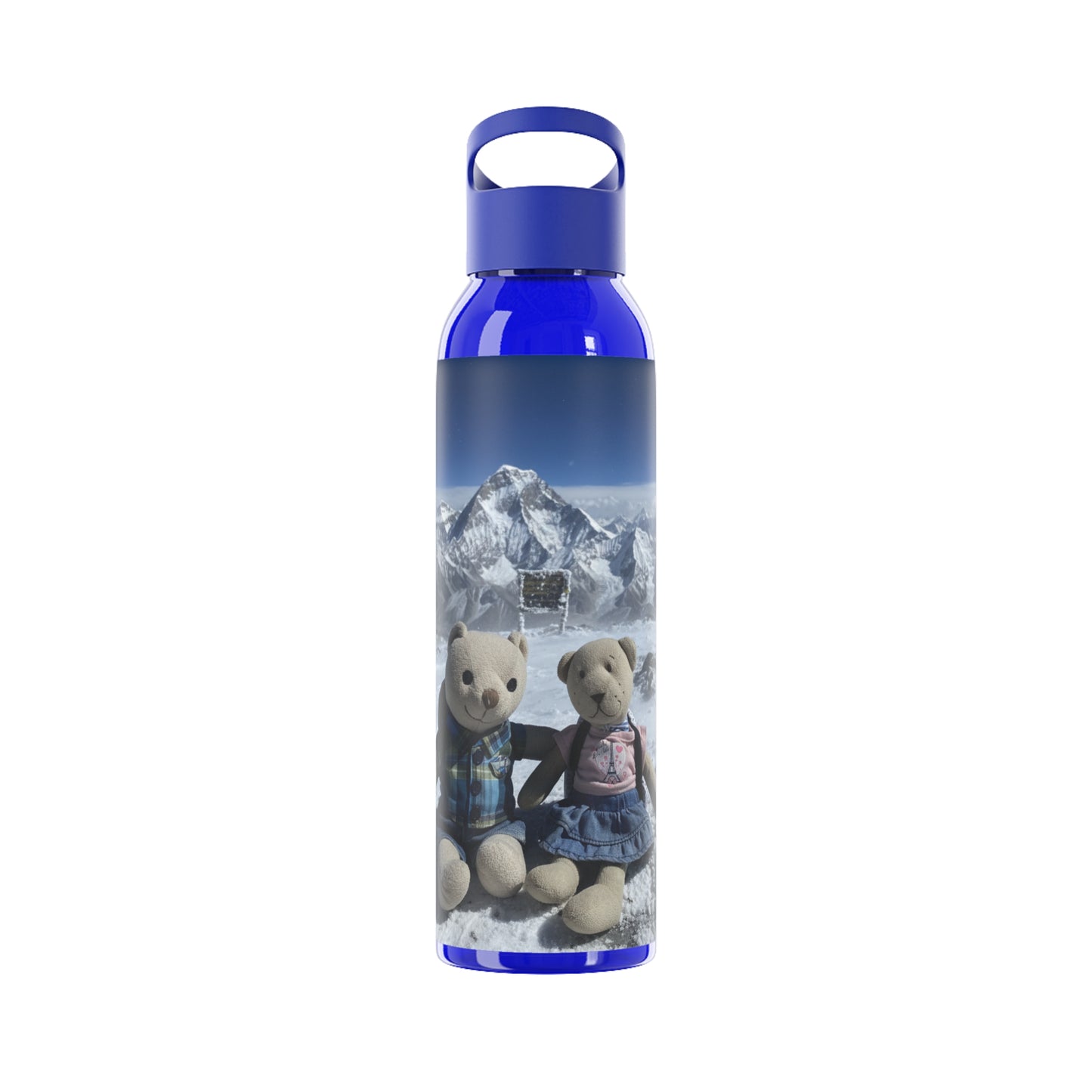 Teddy on Tour TB and Pippa Climb Everest Sky Water Bottle
