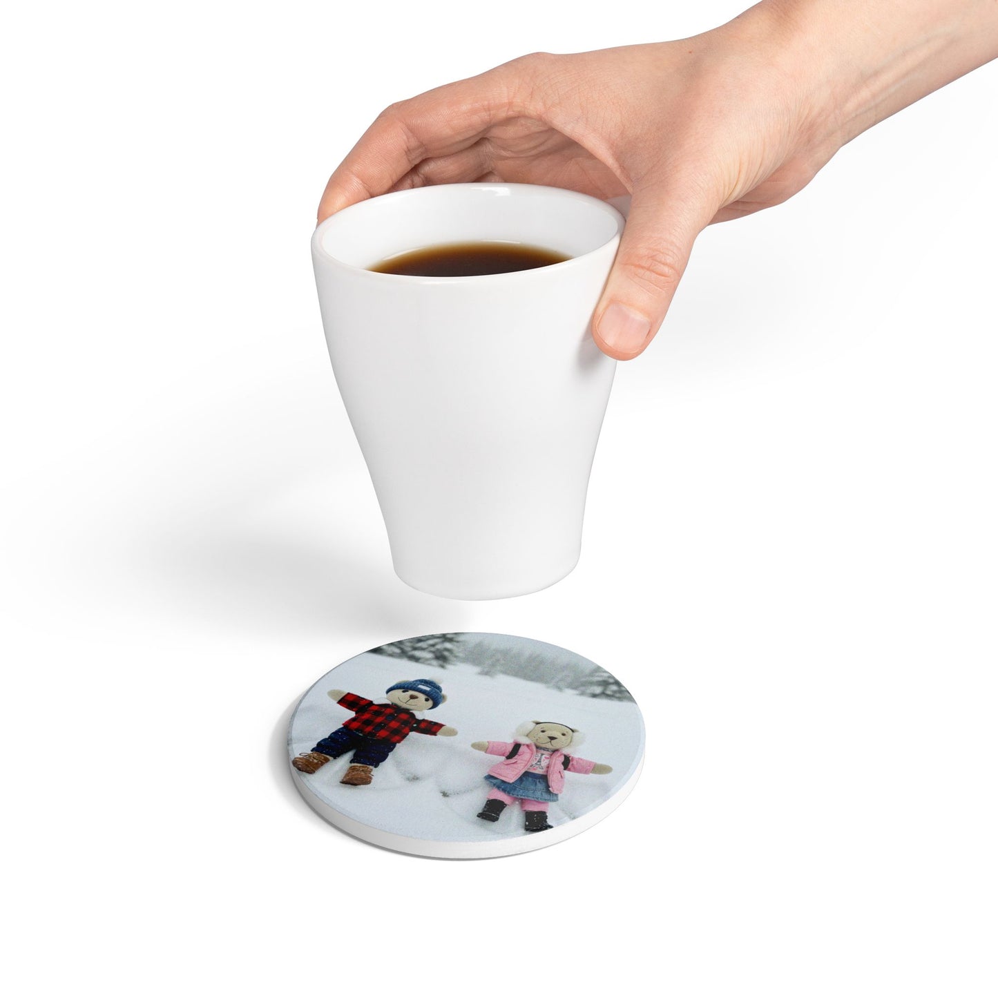 Teddy on Tour TB and Pippa Climb Everest Ceramic Coaster