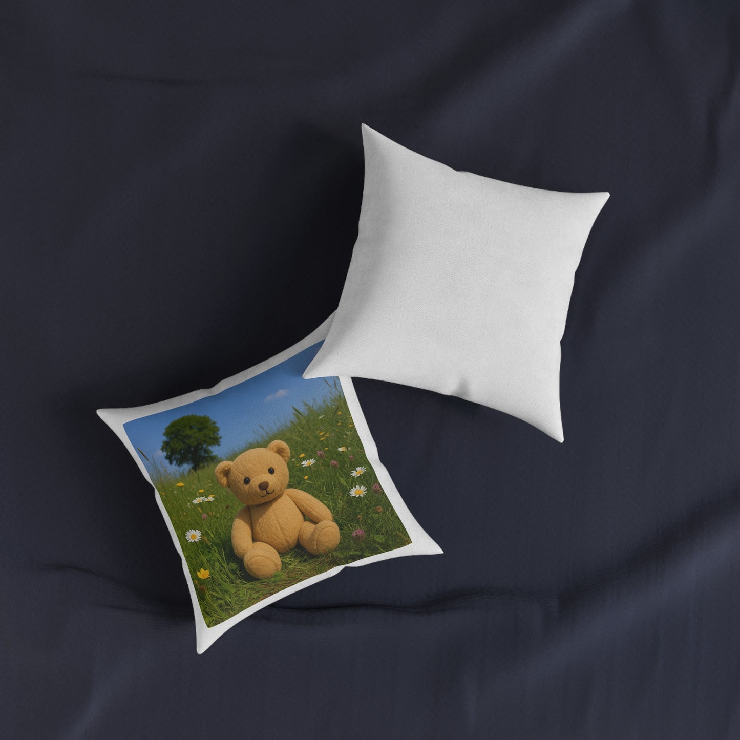 Teddy on Tour Countryside Square Pillow